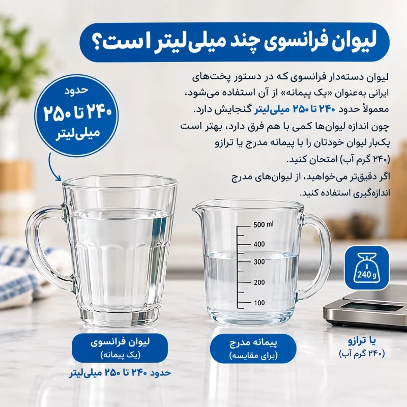 لیوان فرانسوی چند میلی‌لیتر است؟