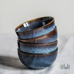 کاسه ۴ عددی قطر ۱۴ سانتی‌ متر ایکیا آبی GLADELIG