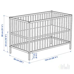 تخت خواب چوبی نوزاد ایکیا SNIGLAR