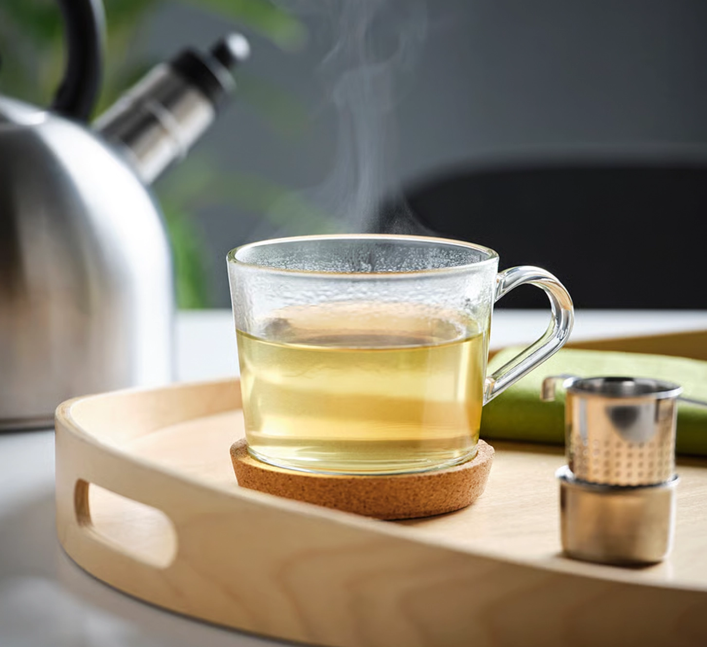 لیوان چای خوری ساده شیشه ای ایکیا IKEA 365 راه راه مارکت